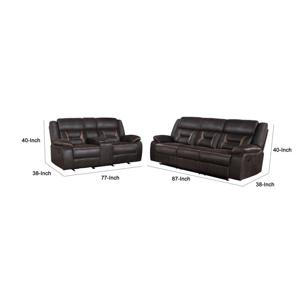 Garie 2pc Manual Reclining Sofa & Loveseat Set | Brown Faux Leather BM337837