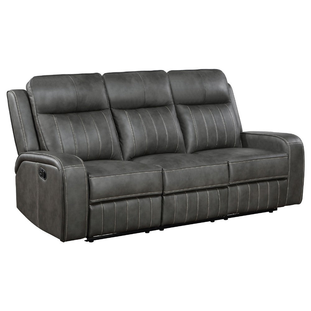 Josen 2pc Manual Reclining Sofa & Loveseat Set | Gray Faux Leather BM337839