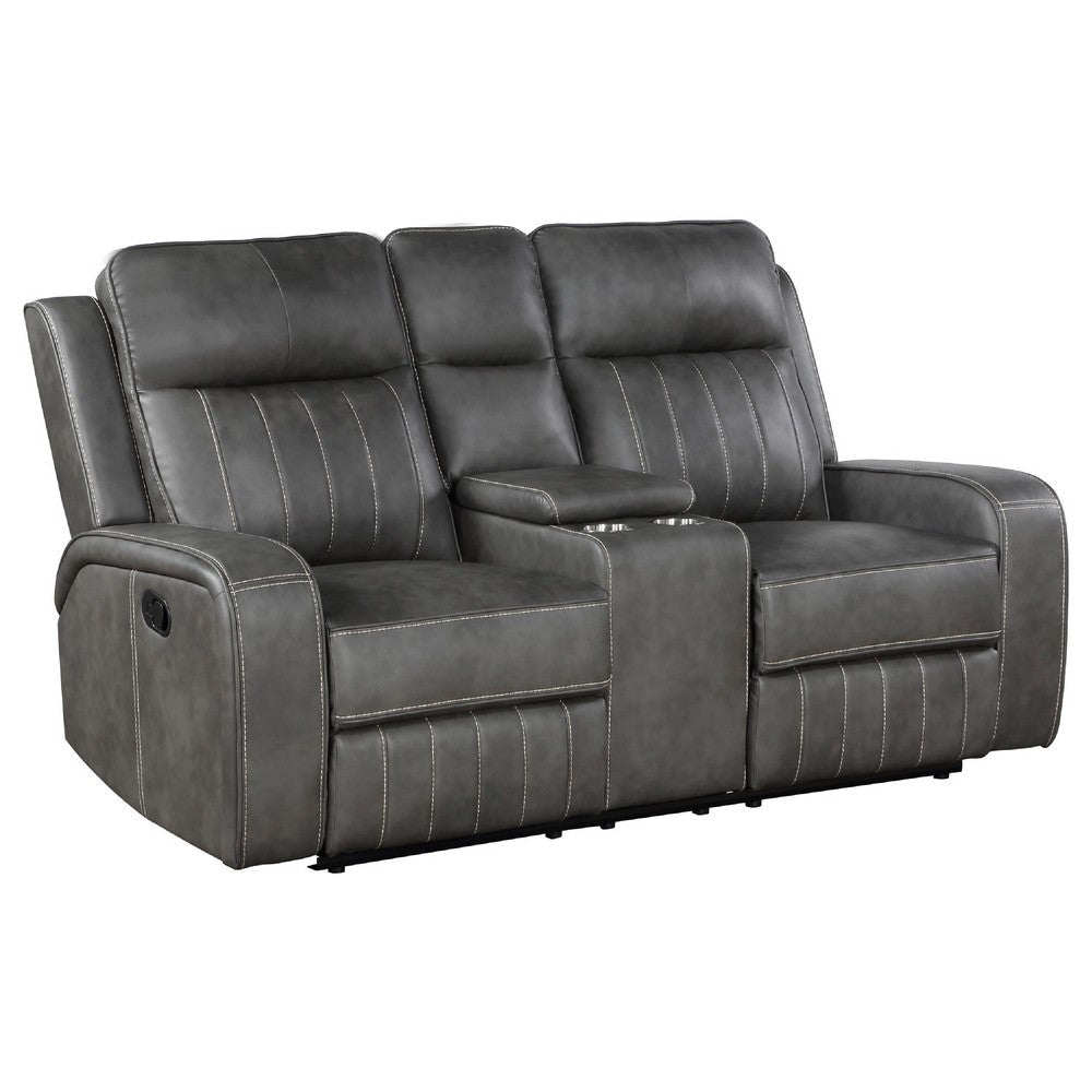Josen 2pc Manual Reclining Sofa & Loveseat Set | Gray Faux Leather BM337839
