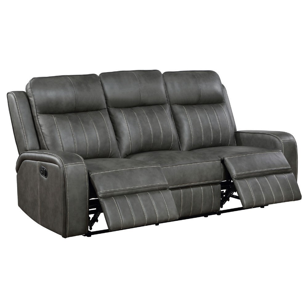 Josen 2pc Manual Reclining Sofa & Loveseat Set | Gray Faux Leather BM337839
