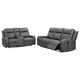 Josen 2pc Manual Reclining Sofa & Loveseat Set | Gray Faux Leather