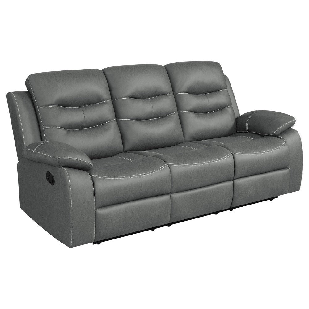 Ursula 2pc Manual Reclining Sofa & Loveseat Set | Gray Faux Leather BM337841