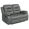 Ursula 2pc Manual Reclining Sofa & Loveseat Set | Gray Faux Leather BM337841