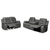 Ursula 2pc Manual Reclining Sofa & Loveseat Set | Gray Faux Leather