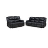 Mila 2pc Manual Reclining Sofa & Loveseat Set | Black Faux Leather