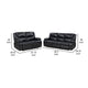 Mila 2pc Manual Reclining Sofa & Loveseat Set | Black Faux Leather BM337844