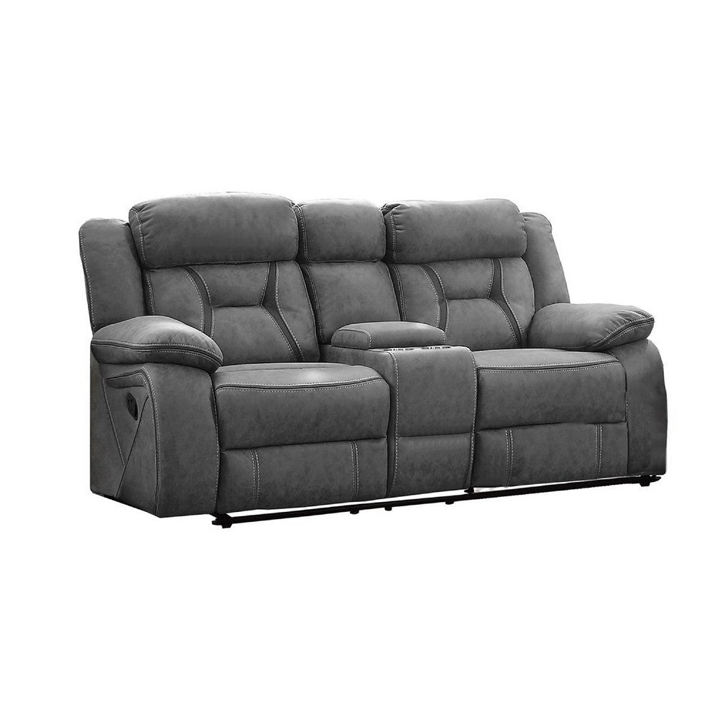 Hanie 2 Piece Manual Reclining Sofa & Loveseat Set | Gray Microfiber BM337846