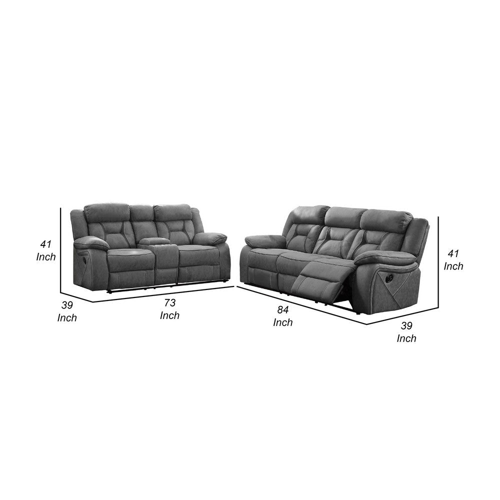 Hanie 2 Piece Manual Reclining Sofa & Loveseat Set | Gray Microfiber BM337846