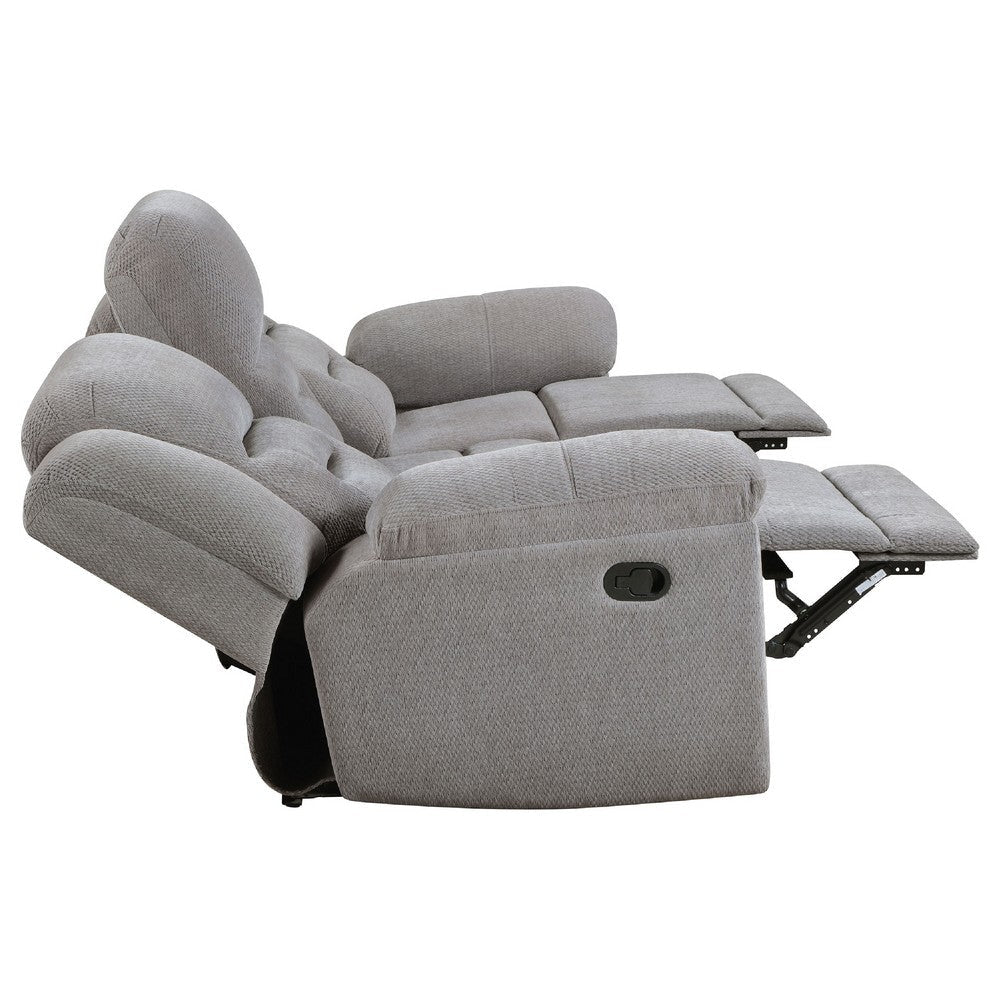 Gilo 2pc Manual Recliner Sofa & Loveseat Set | Soft Gray Chenille BM337848