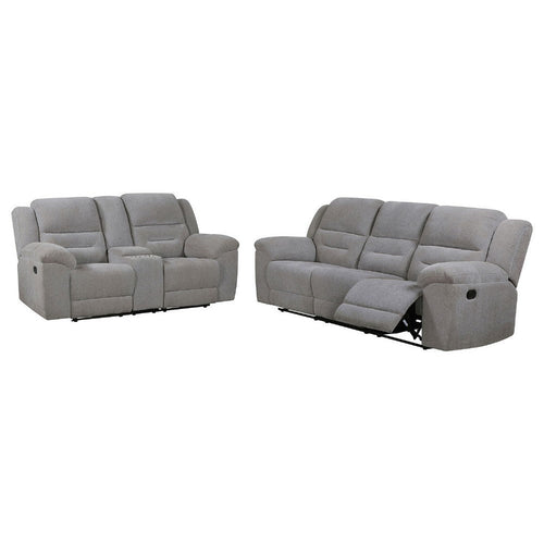 Gilo 2pc Manual Recliner Sofa & Loveseat Set | Soft Gray Chenille