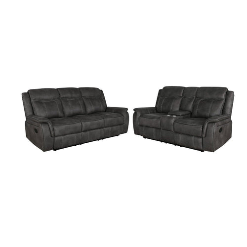 Tom 2pc Manual Reclining Sofa & Loveseat Set | Black Microfiber