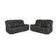 Tom 2pc Manual Reclining Sofa & Loveseat Set | Black Microfiber