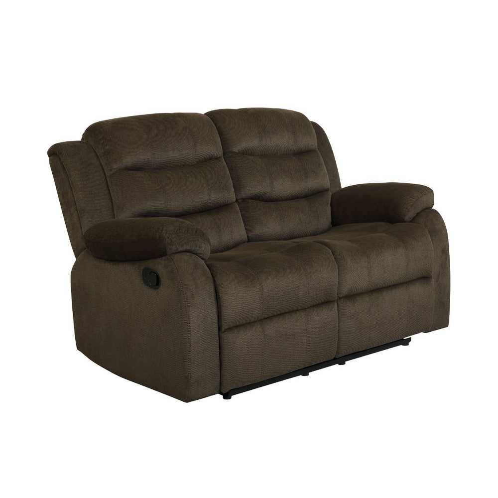 Ronie 2pc Manual Reclining Sofa & Loveseat Set | Olive Brown Velvet BM337852