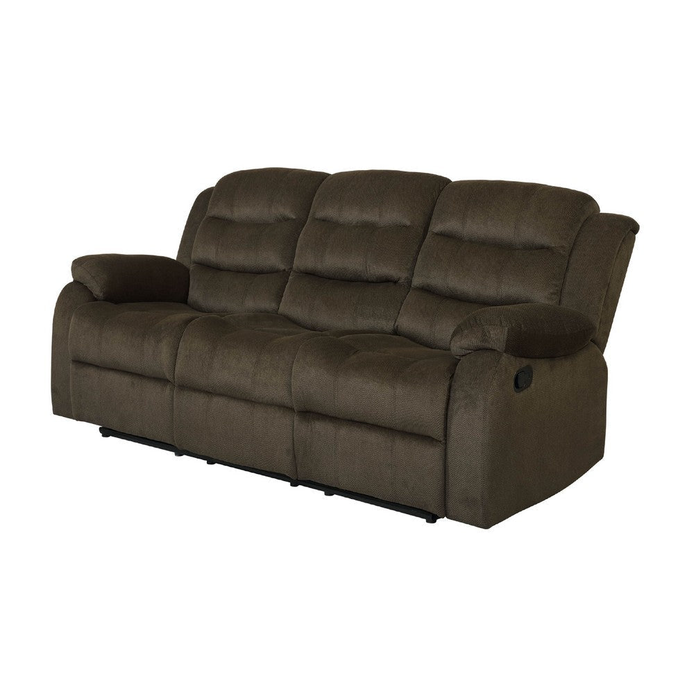 Ronie 2pc Manual Reclining Sofa & Loveseat Set | Olive Brown Velvet BM337852
