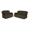 Ronie 2pc Manual Reclining Sofa & Loveseat Set | Olive Brown Velvet