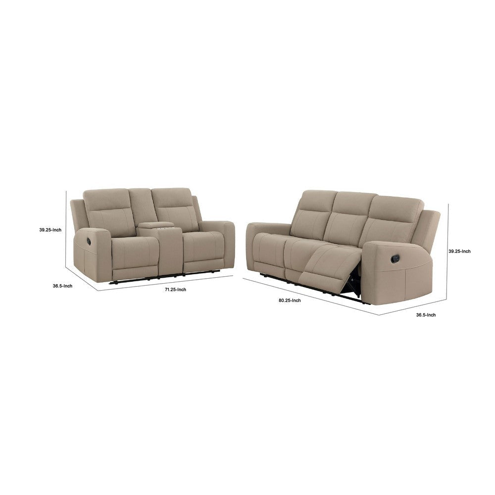 Krio 2pc Manual Reclining Sofa & Loveseat Set | Brown Faux Leather BM337854