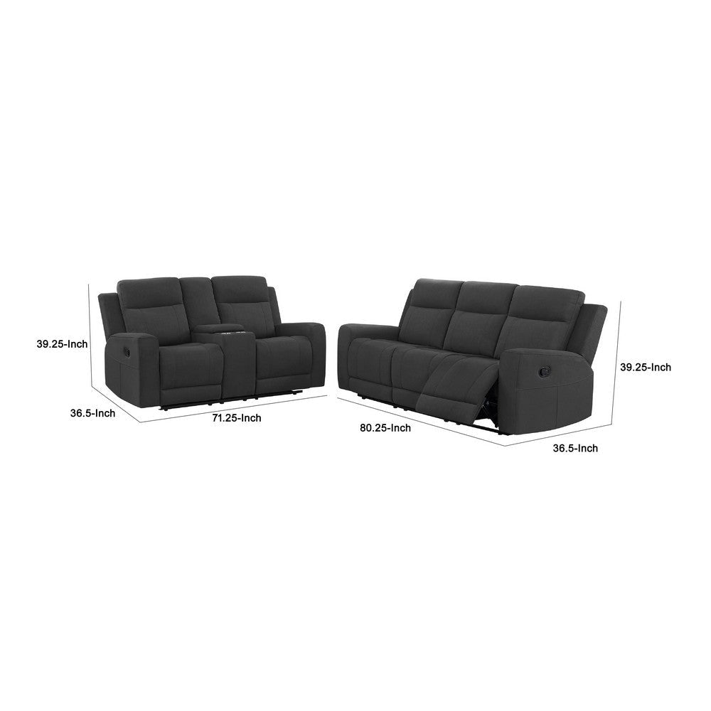 Krio 2pc Manual Reclining Sofa & Loveseat Set | Gray Faux Leather BM337856
