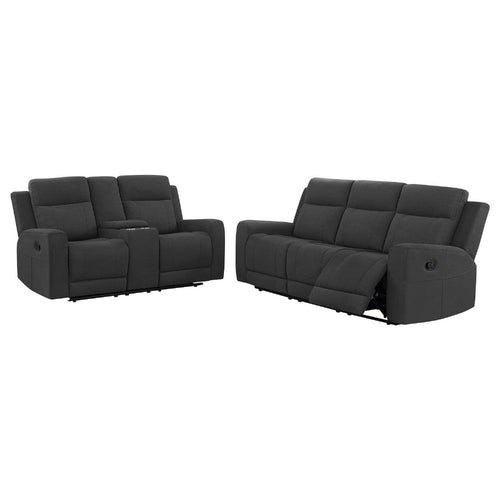 Krio 2pc Manual Reclining Sofa & Loveseat Set | Gray Faux Leather