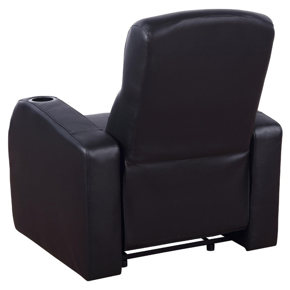 Cyrine 5pc Home Theater Set | 3 Recliners | 2 Consoles | Black Real Leather BM337858