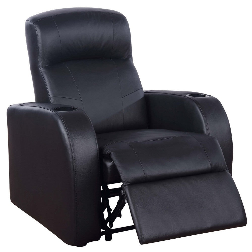 Cyrine 7pc Home Theater Set | 4 Recliners | 3 Consoles | Black Real Leather BM337860