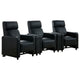 Heena Home Theater Set | 4 Manual Recliners | 2 Consoles | Black Faux Leather
