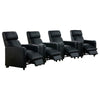 Heena Home Theater Set | 4 Manual Recliners | 3 Consoles | Black Faux Leather BM337865