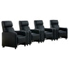 Heena Home Theater Set | 4 Manual Recliners | 3 Consoles | Black Faux Leather