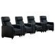 Heena Home Theater Set | 4 Manual Recliners | 3 Consoles | Black Faux Leather