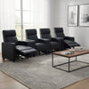 Heena Home Theater Set | 5 Manual Recliners | 2 Consoles | Black Faux Leather