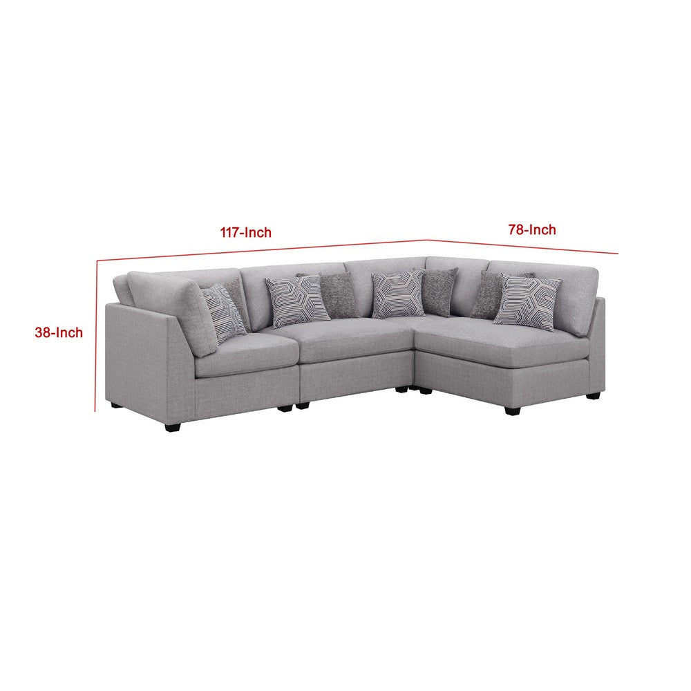 Cambia 4pc Modular L Shaped Sectional Sofa | Gray | 8 Pillows BM337870