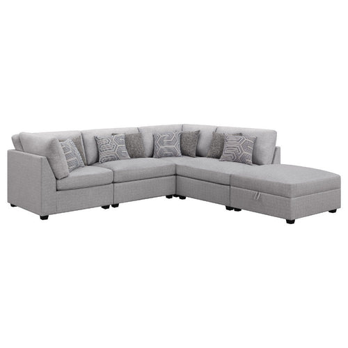 Cambia 5pc Modular Sectional Sofa with Ottoman | Gray | 8 Pillows