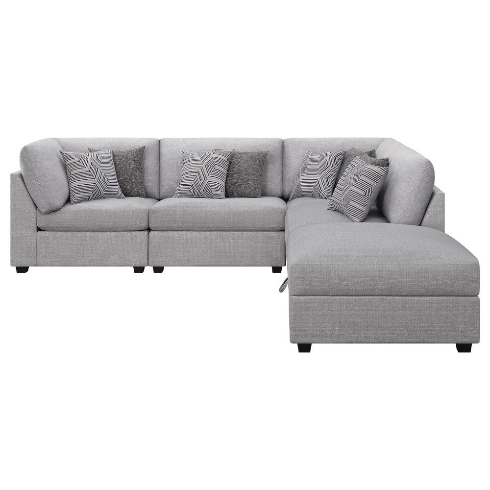 Cambia 5pc Modular Sectional Sofa with Ottoman | Gray | 8 Pillows BM337872