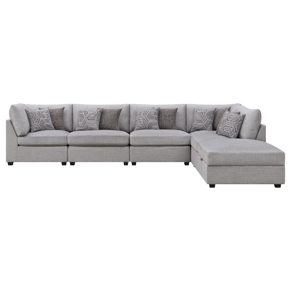 Cambia 6pc Modular Sectional Sofa with Ottoman | 10 Pillows | Gray BM337874