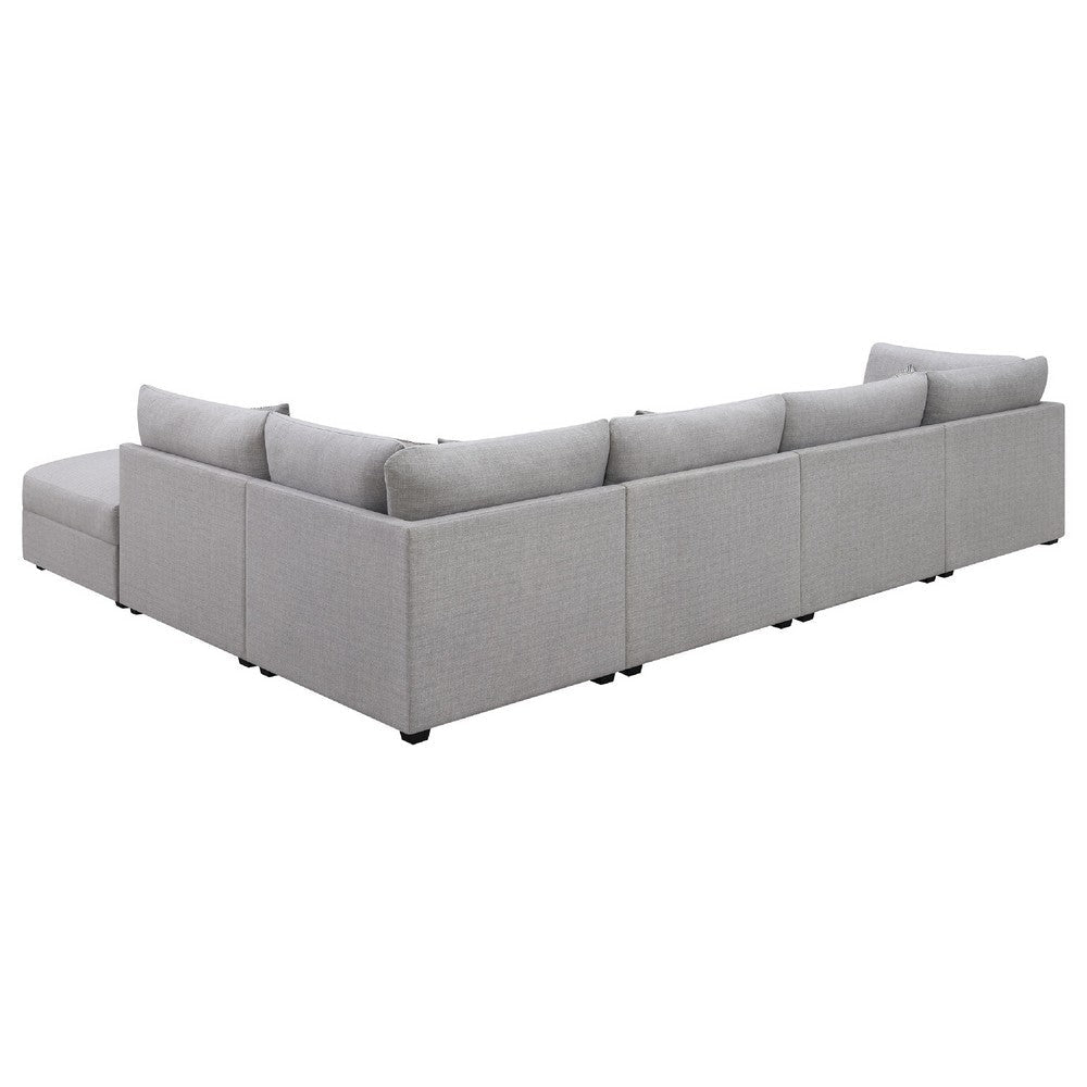 Cambia 6pc Modular Sectional Sofa with Ottoman | 10 Pillows | Gray BM337874