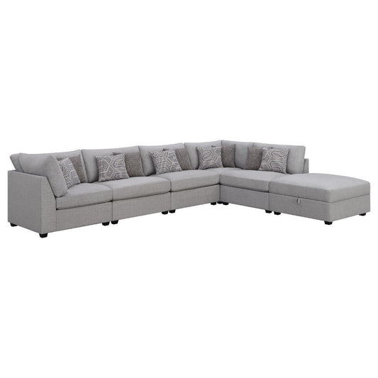 Cambia 6pc Modular Sectional Sofa with Ottoman | 10 Pillows | Gray