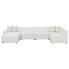 Frem 6pc Left Modular Sectional Sofa | Ottoman | Pearl White | 4 Pillows