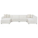 Frem 6pc Left Modular Sectional Sofa | Ottoman | Pearl White | 4 Pillows