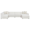 Frem 6pc Right Modular Sectional Sofa | Ottoman | 4 Pillows | Pearl White