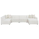 Frem 6pc Right Modular Sectional Sofa | Ottoman | 4 Pillows | Pearl White