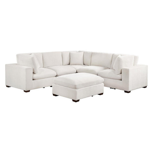 Lahe 6 Piece Modular Sectional Sofa with Ottoman | 3 Pillows | Ivory