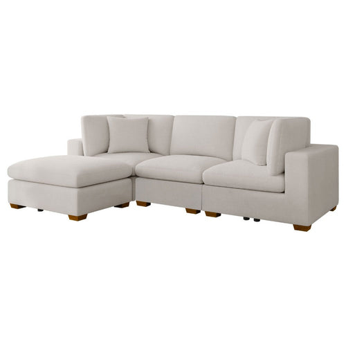 Lahe 5 Piece Modular Sectional with Ottoman | 3 Pillows | Ivory