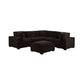 Lahe 6 Piece Modular Sectional with Ottoman | 3 Pillows | Dark Brown