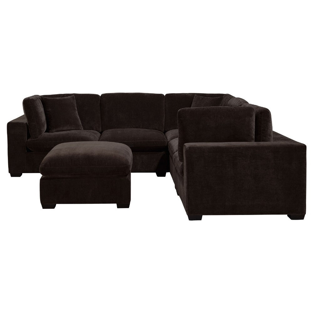 Lahe 6pc Modular Sectional Sofa with Ottoman | Dark Brown | 3 Pillows BM337881