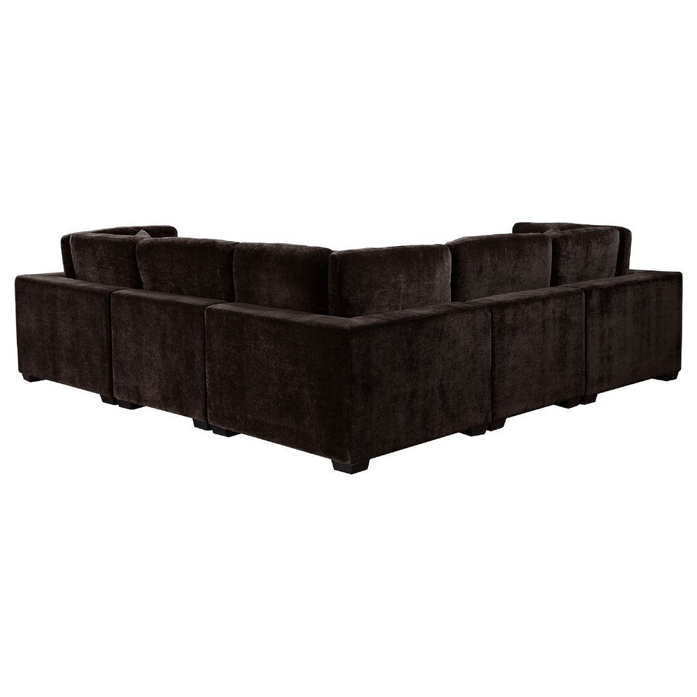 Lahe 6pc Modular Sectional Sofa with Ottoman | Dark Brown | 3 Pillows BM337881