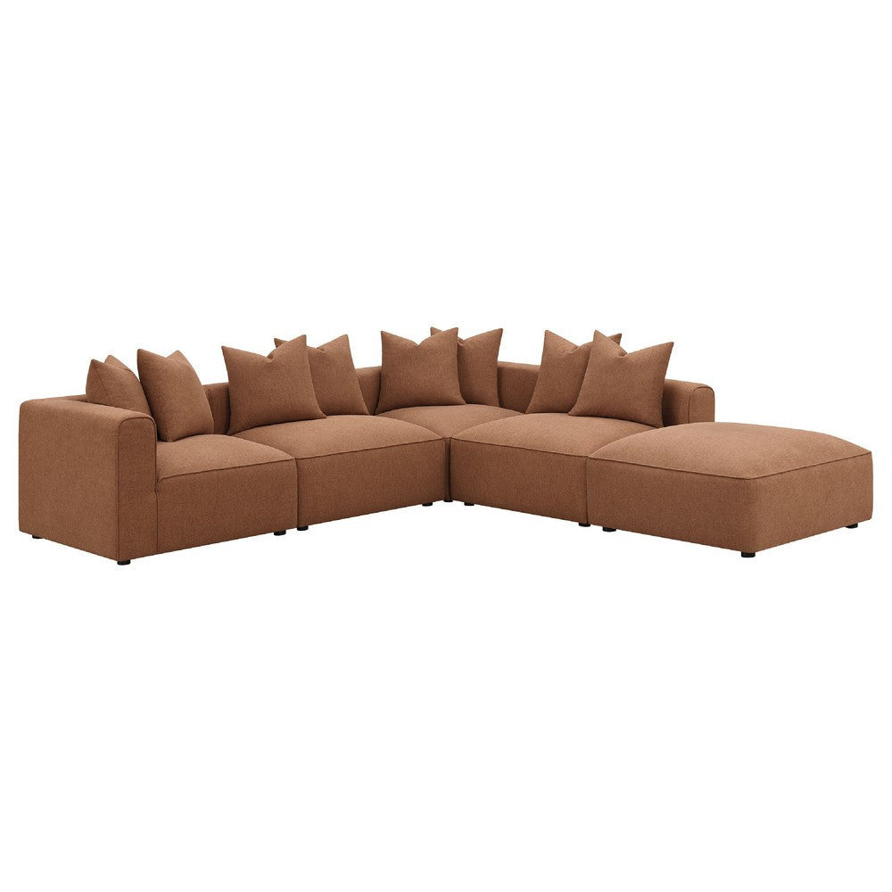 Hani 6pc Modular Sectional Sofa with Ottoman | Rich Brown | 10 Pillows BM337882