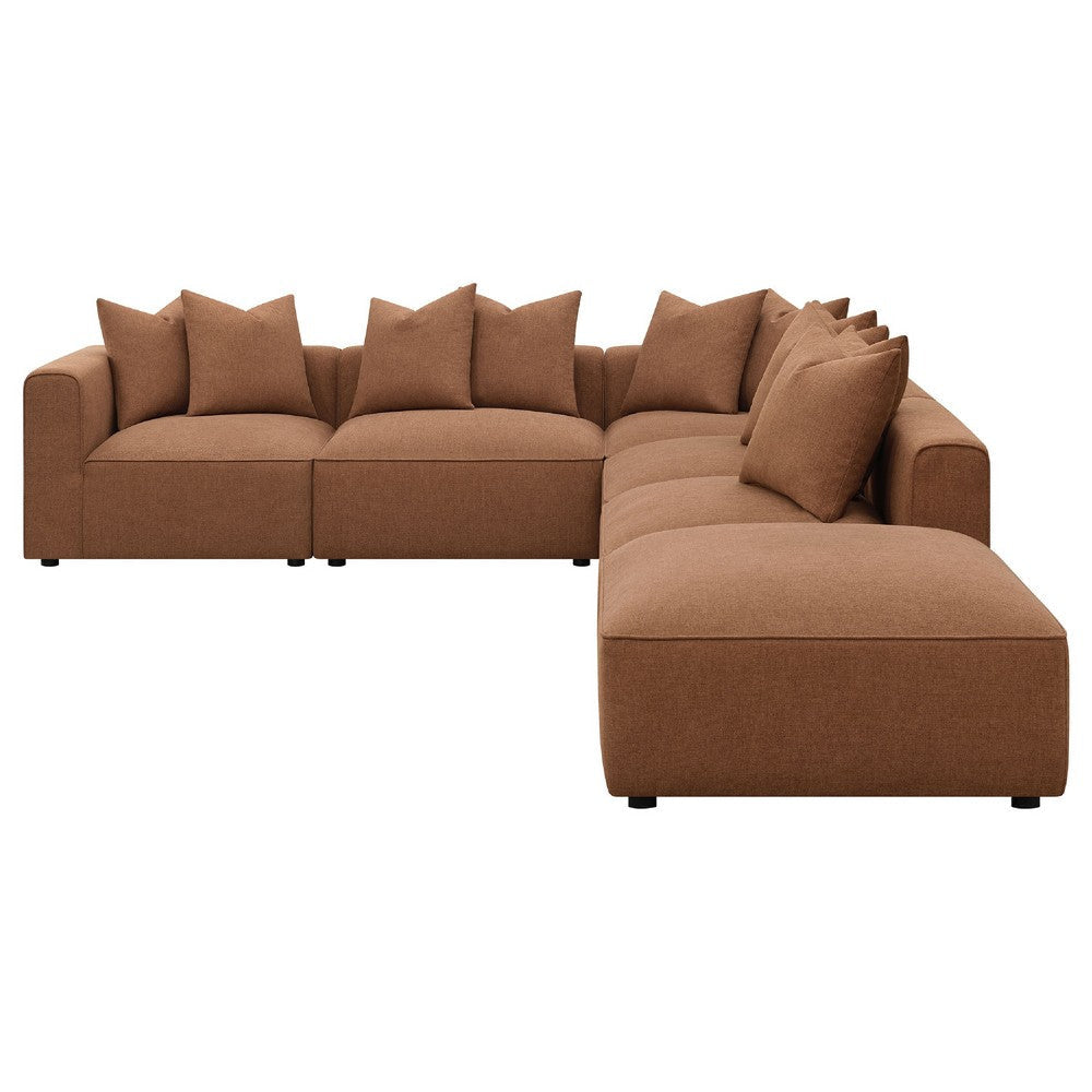 Hani 6pc Modular Sectional Sofa with Ottoman | Rich Brown | 10 Pillows BM337882