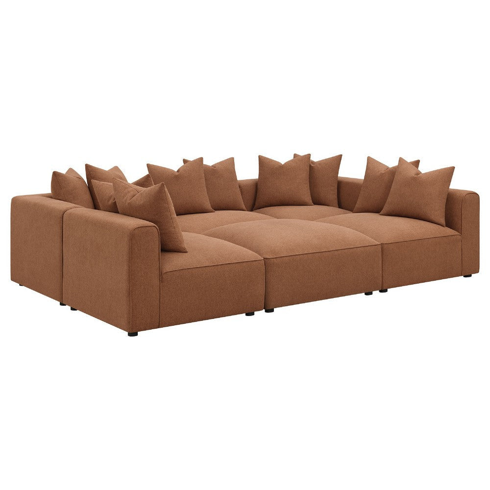 Hani 6pc Modular Sectional Sofa with Ottoman | Rich Brown | 10 Pillows BM337882