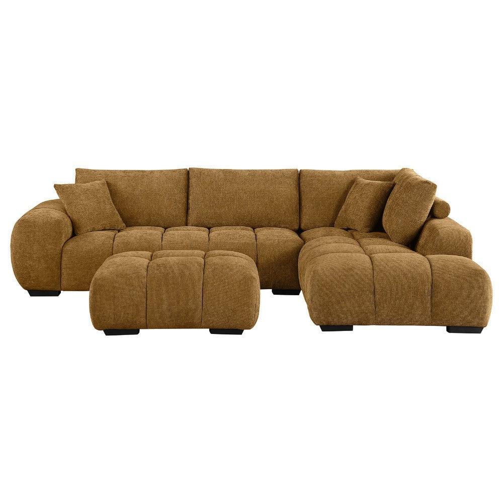 Cace Sectional Sofa and Ottoman Chaise Set | 2 Pillow | Amber Brown BM337888
