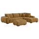 Cace Sectional Sofa and Ottoman Chaise Set | 2 Pillow | Amber Brown