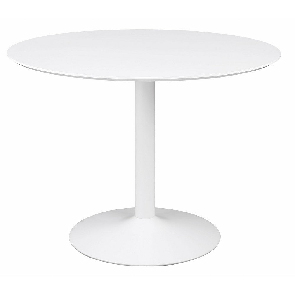 Wora 5 Piece Dining Set | Round White Table Top | 4 Black Side Chairs BM337889
